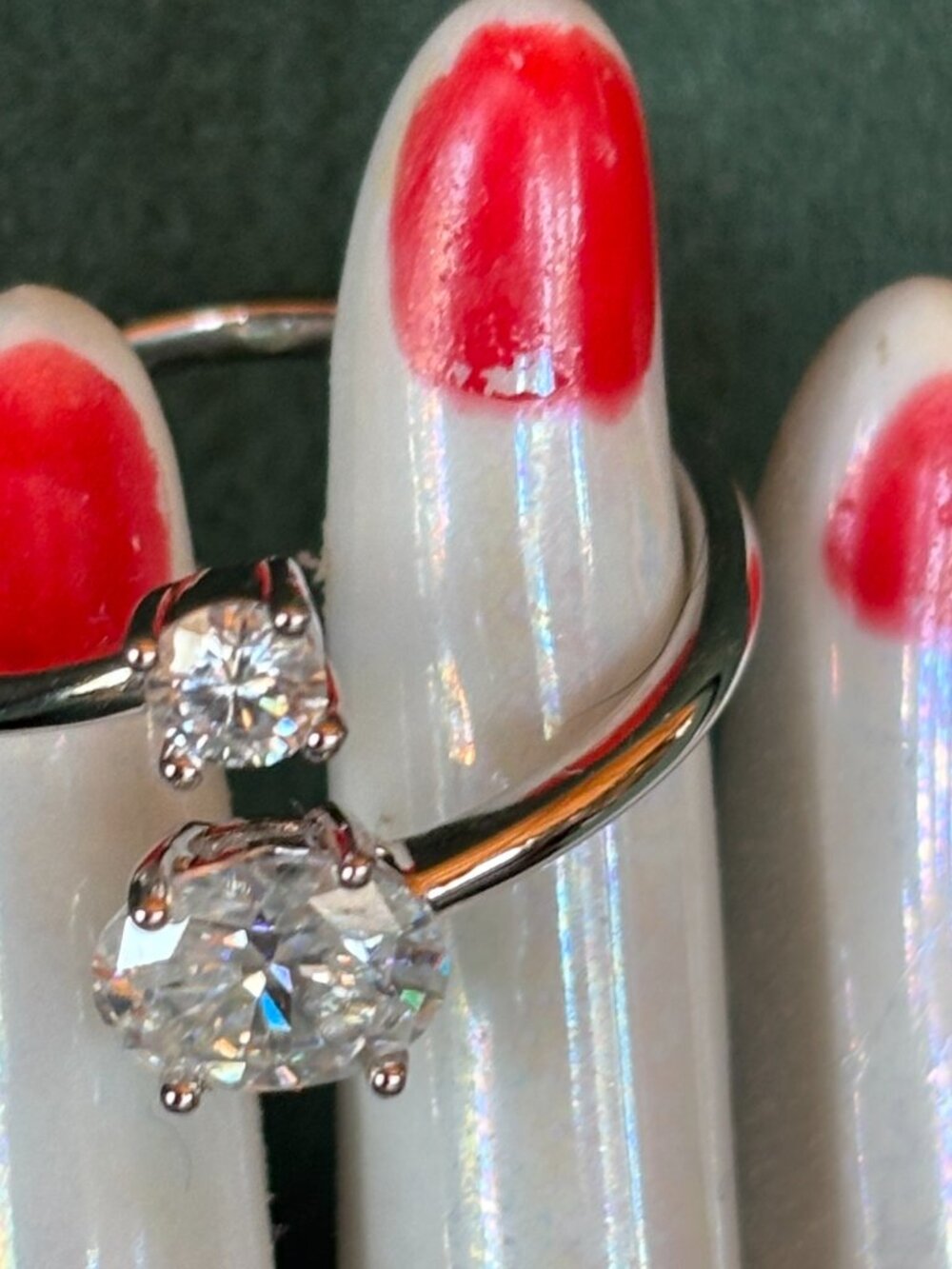 Moissanite 2 Sone Ring Crossover size 9